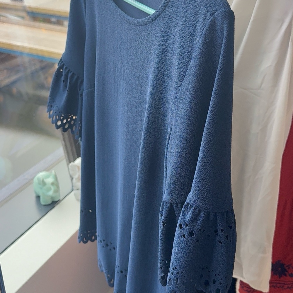 Banana Republic Dark Blue Women's Blouse with Eyelet Details